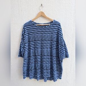 Tianello Blue Black Chili Tunic Top Shirt Boho Hippie Oversized Women's XS